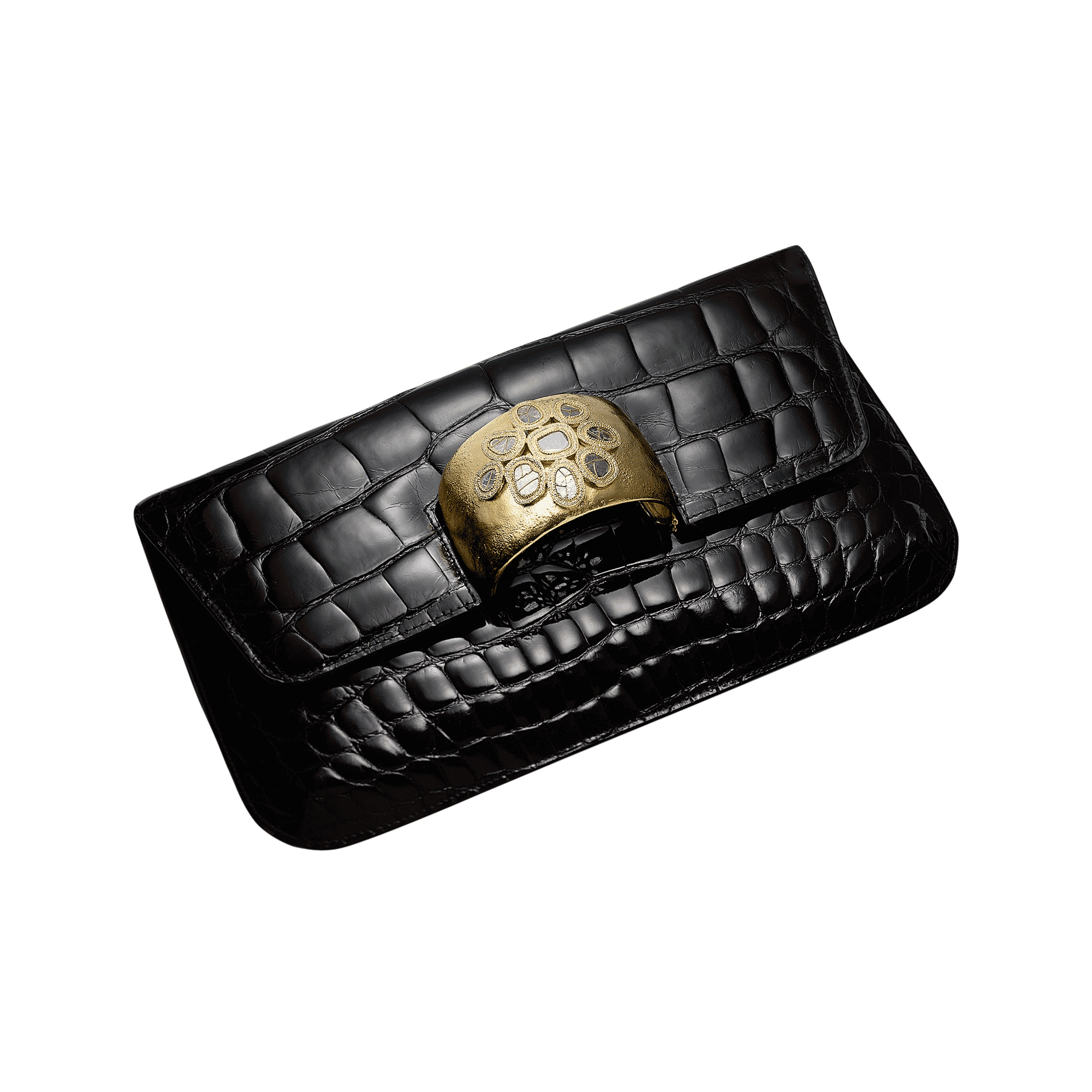Black sales alligator purse
