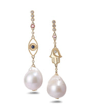 Load image into Gallery viewer, Divine Protection Pearl Drop Earrings - Coomi
