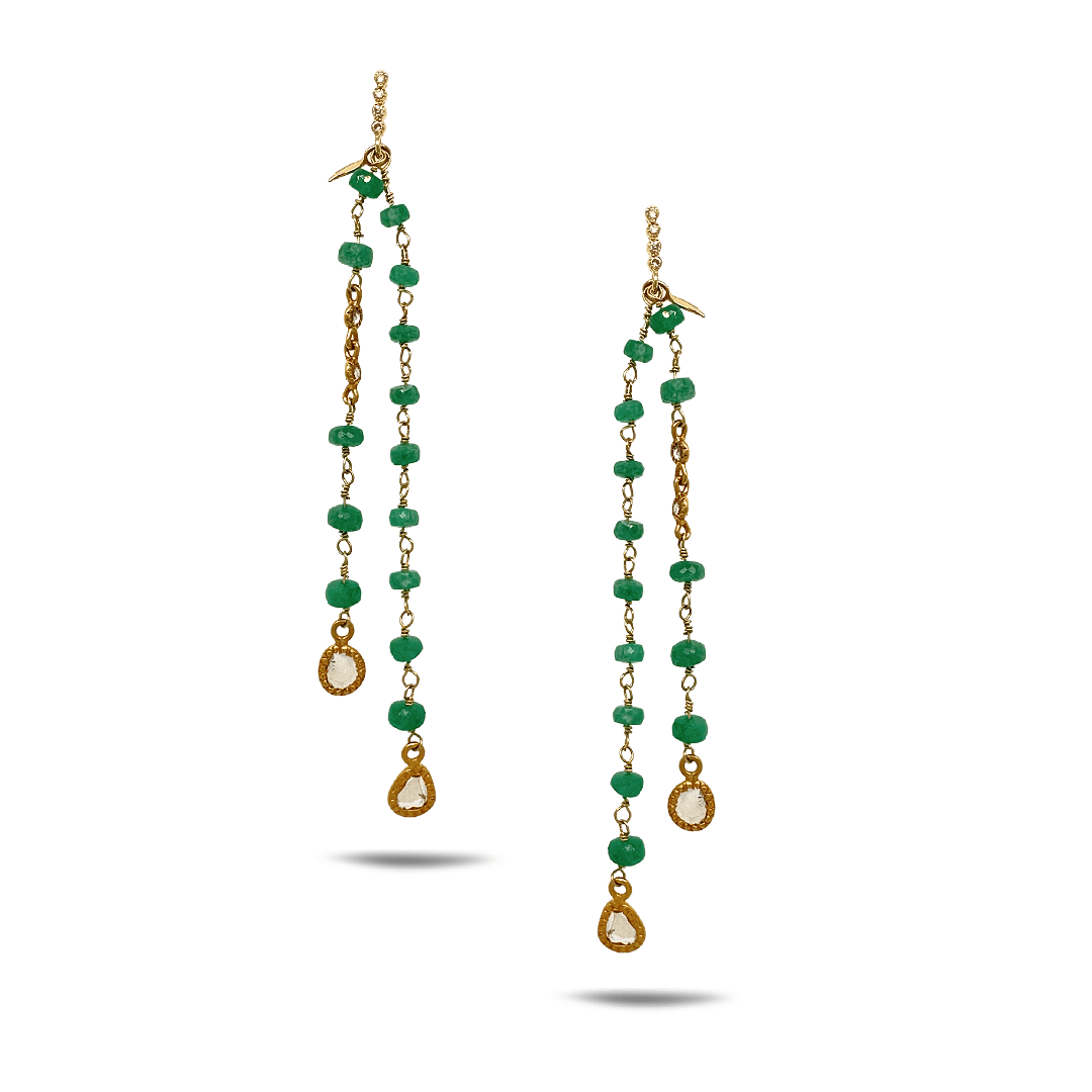 Emerald 2-Line Drop Earrings - Coomi