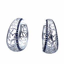 Load image into Gallery viewer, Lotus Sterling Silver Hoop Earrings with Iolite - Coomi

