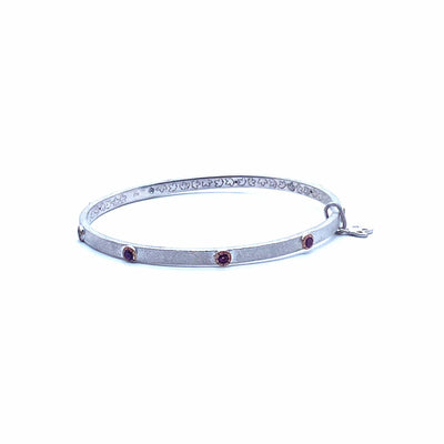 Terra garnet Rhodolite  Silver Bangle