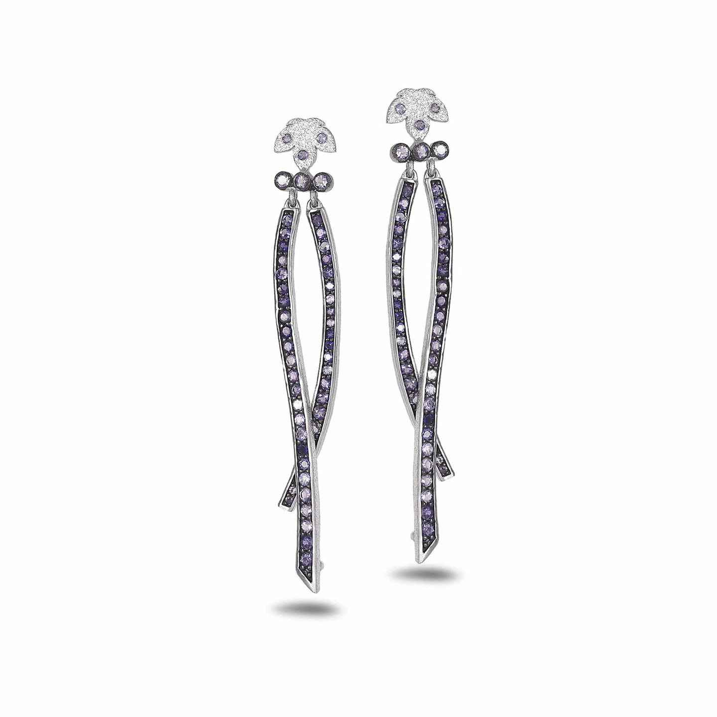 Sterling Silver Iolite Double Row Earrings - Coomi