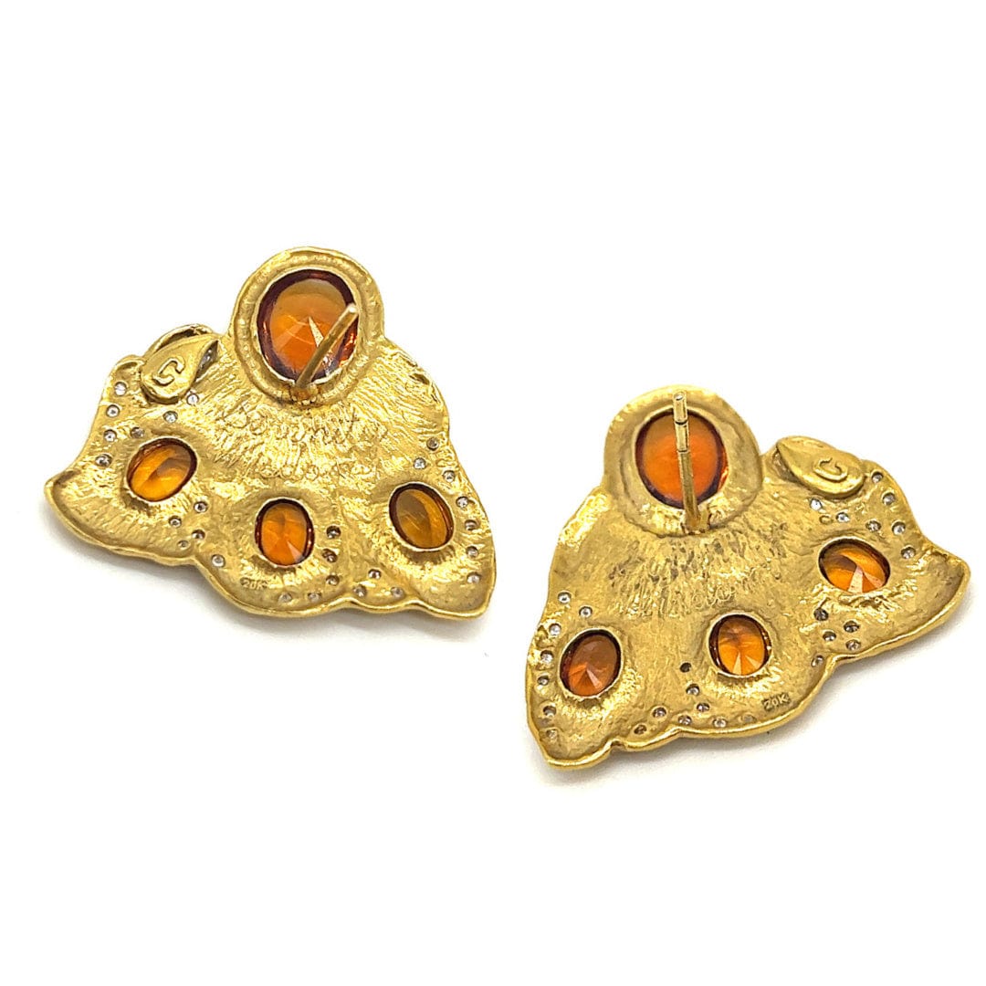 Serenity Fan Earring with Madeira Citrine and Diamonds - Coomi