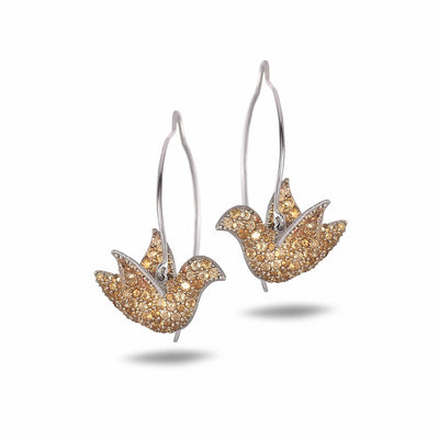 Sterling Silver Citrine Dove Drop Earrings