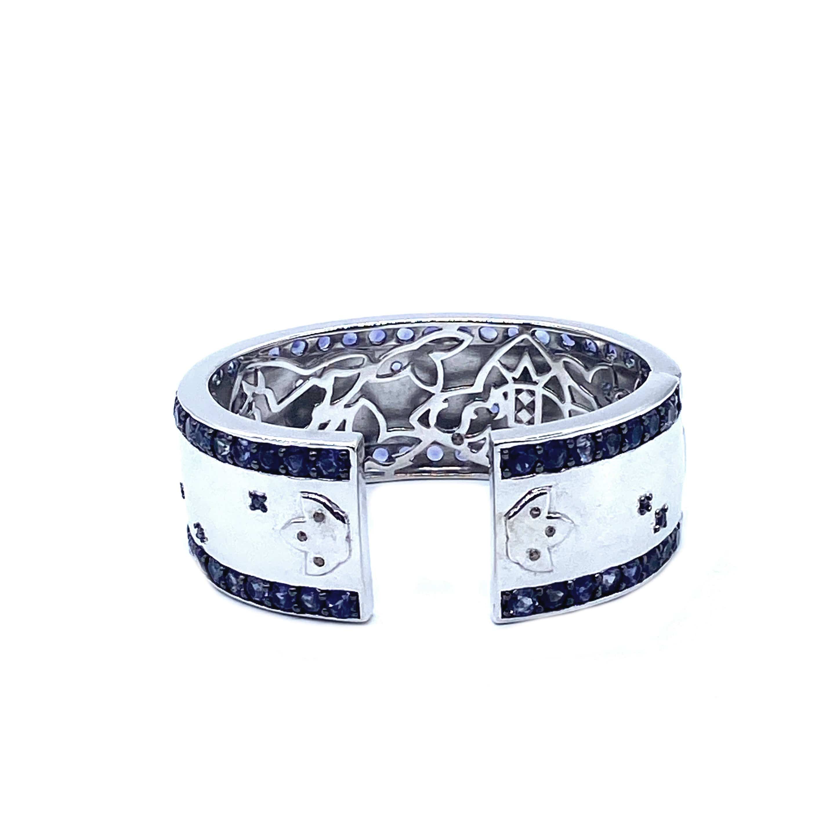 Tribal Sterling Silver Cuff with Iolite - Coomi