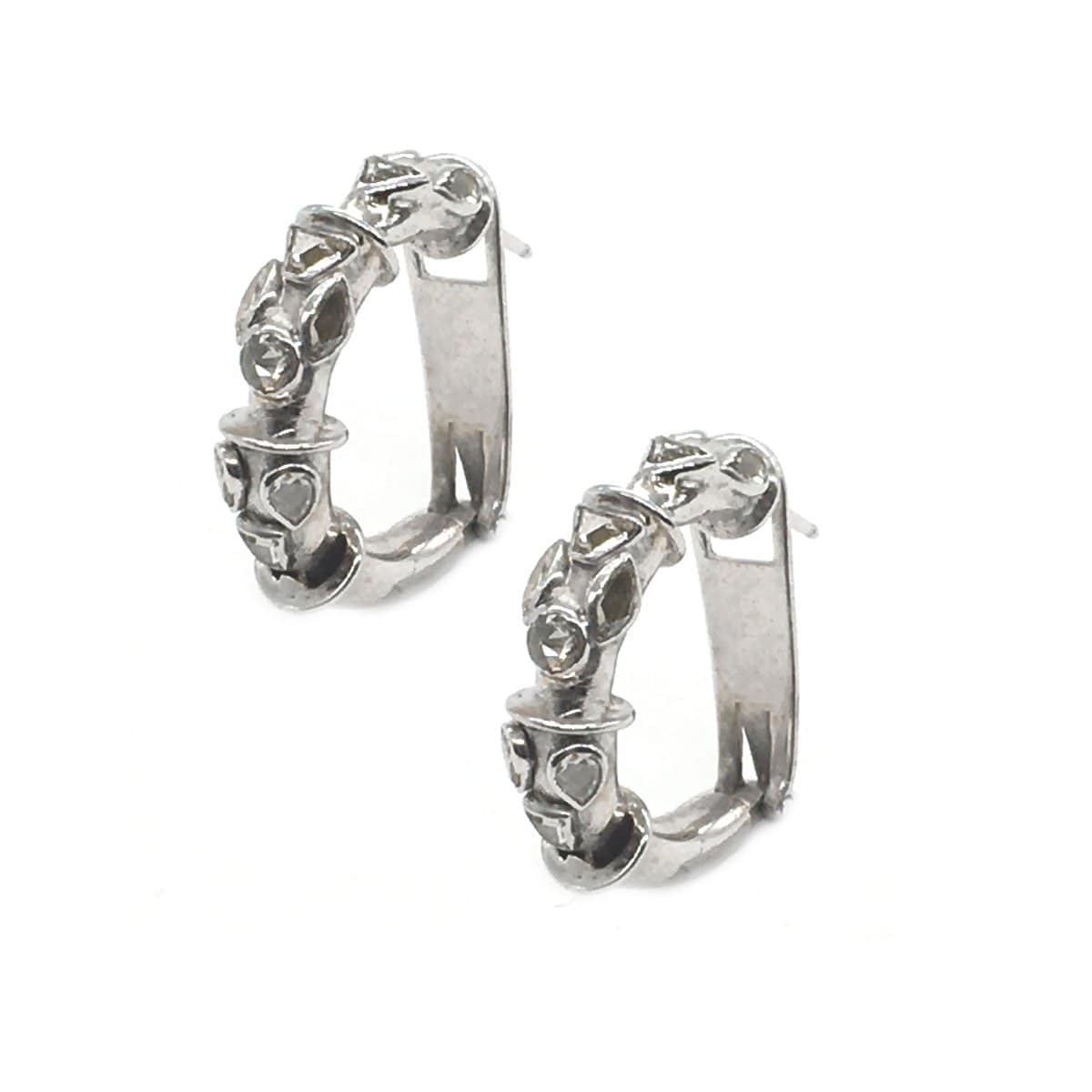 18K White Gold Rose Cut Diamond Hoop Earrings - Coomi