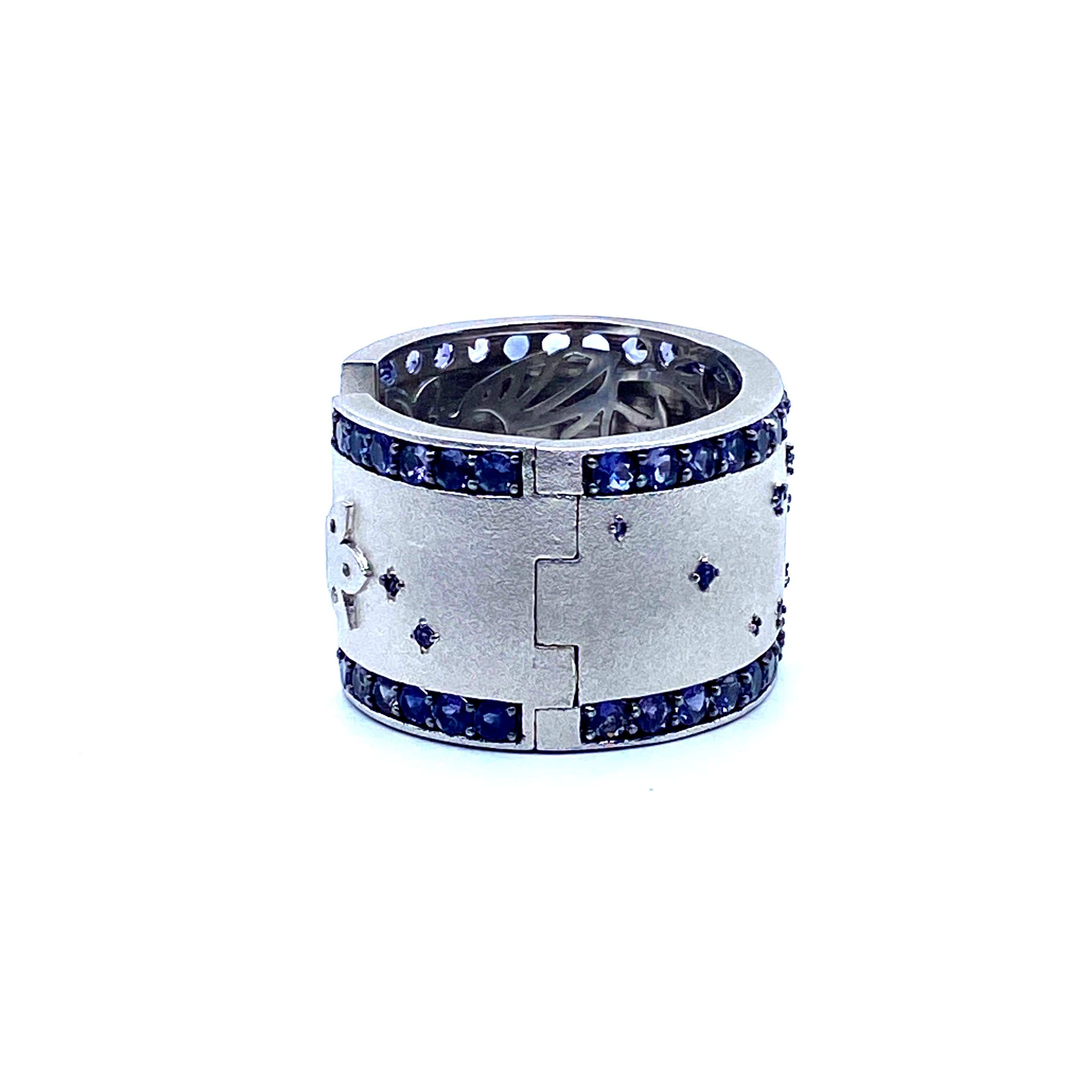 Tribal Iolite Cuff Bracelet in Silver - Coomi