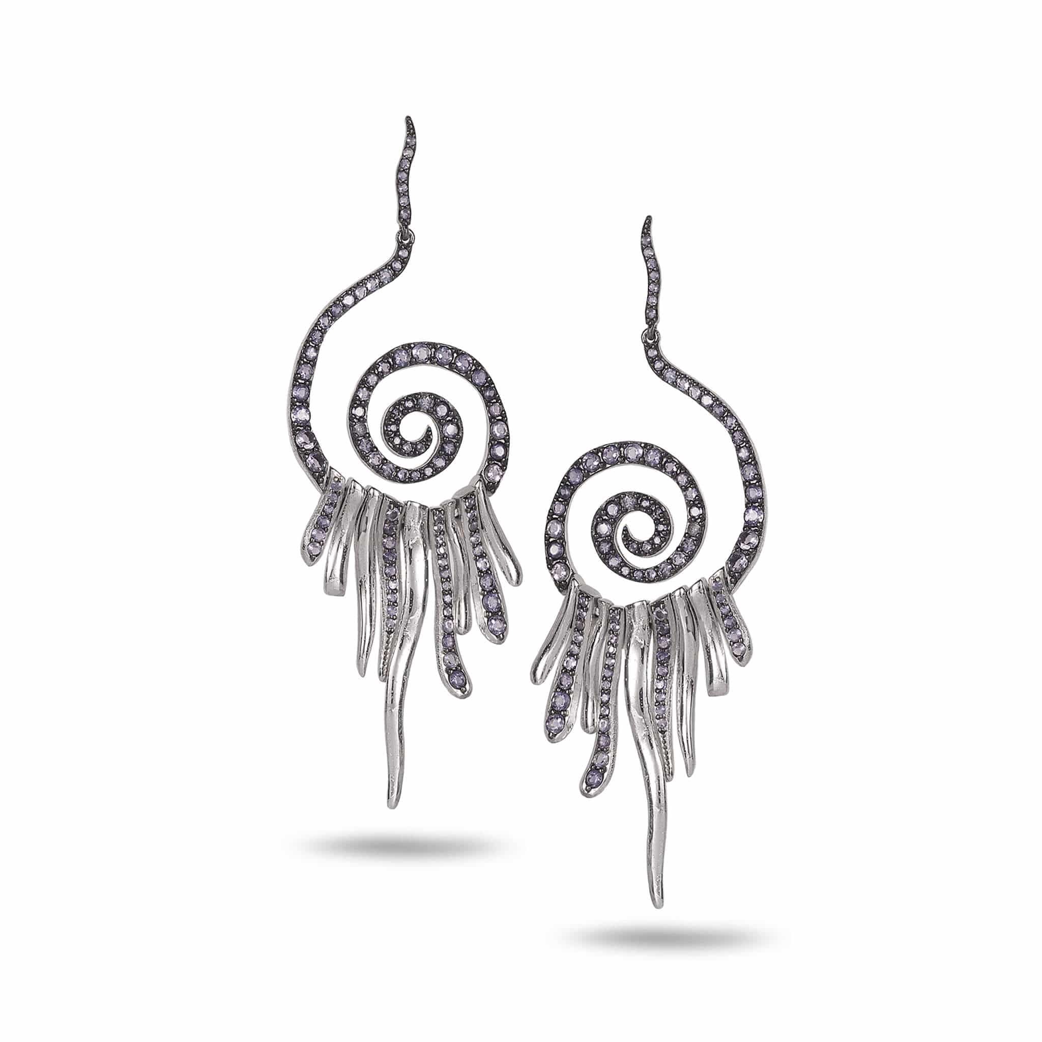 Sterling Silver Iolite Spiral Earrings - Coomi