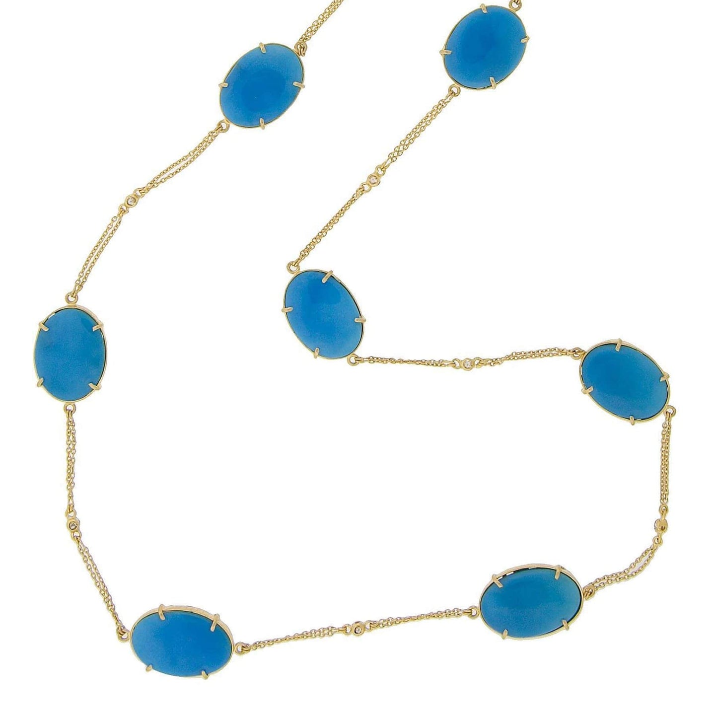 Eternity 20K Elegant Turquoise and Diamond Necklace - Coomi