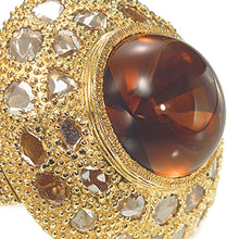 Load image into Gallery viewer, Oversized Saucer Ring with Large Cognac Quartz Centerstone and Diamonds - Coomi
