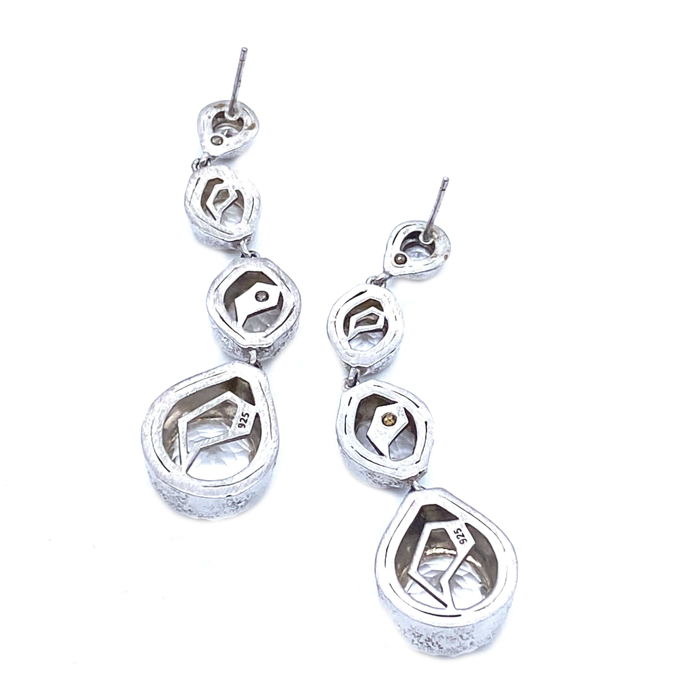 Dune Drop Earrings Set in Sterling Silver with Faceted Stone - Coomi