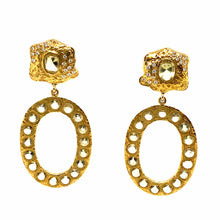 Load image into Gallery viewer, Cabochon Olive Quartz Drop Earrings with Diamonds - Coomi
