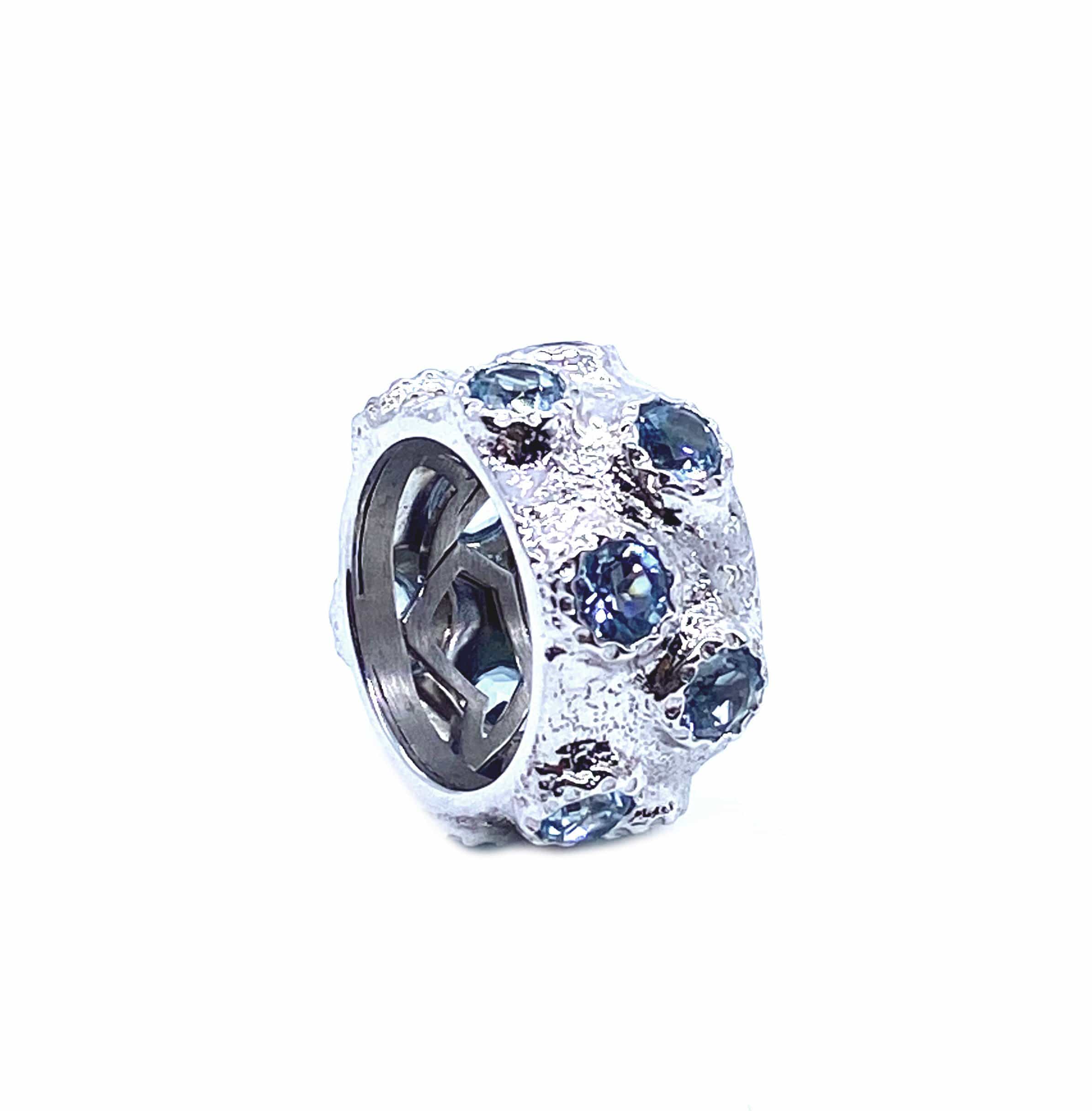 Dune Sterling Silver Faceted Stone Blue Topaz Ring - Coomi