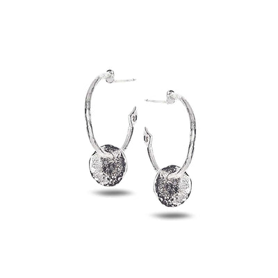 Serenity Sterling Silver Flower Hoop Earrings