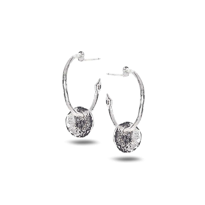 Serenity Sterling Silver Flower Hoop Earrings