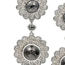 Load image into Gallery viewer, Trinity Deco Flower Drop Earrings with Black and White Diamonds - Coomi
