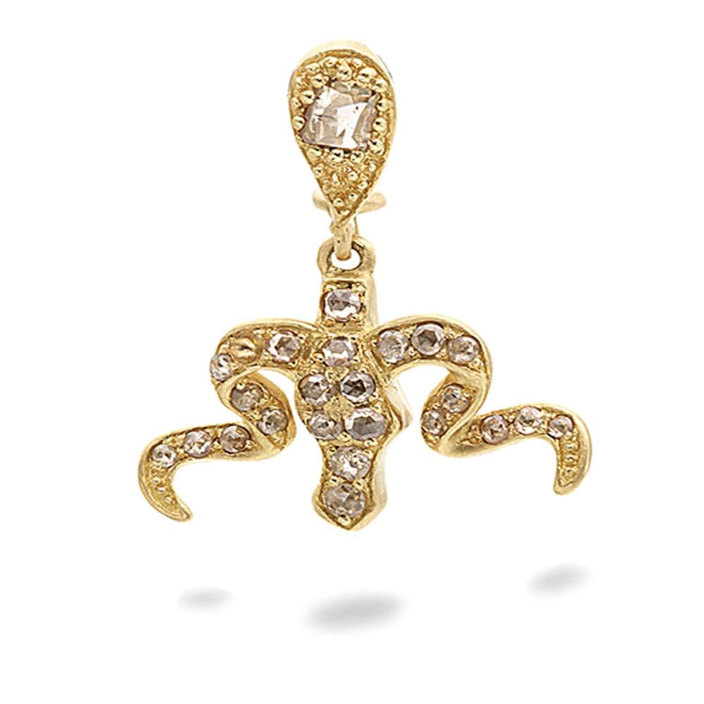 20K Yellow Gold Bull Pendant with Paisley and Rose-cut Diamonds - Coomi