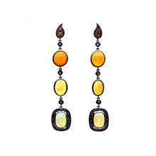 Load image into Gallery viewer, Sterling Silver Long Drop Opal Earrings - Coomi
