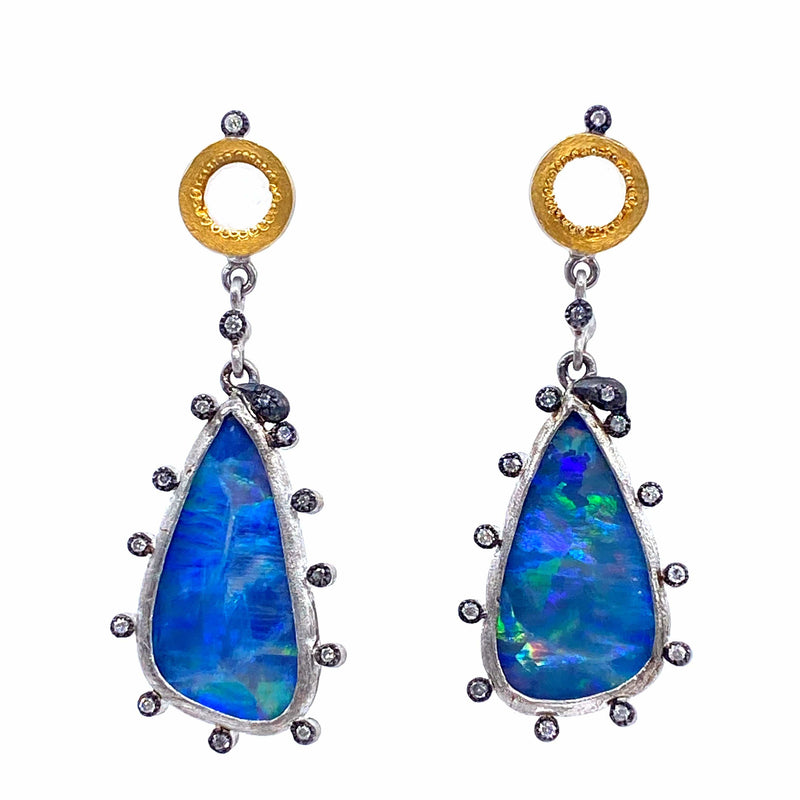 Sterling Silver Drop Earrings with Opal