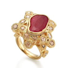 Load image into Gallery viewer, Luminosity Cocktail Ring with Diamonds and Ruby - Coomi
