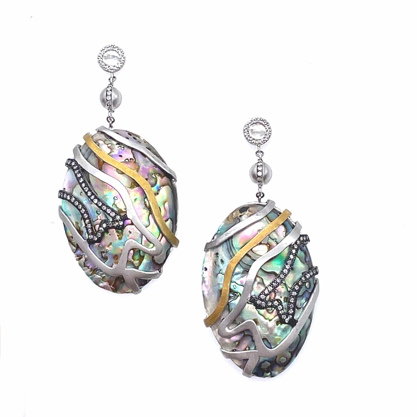 Silver Affinity Abalone and Diamond Earrings - Coomi