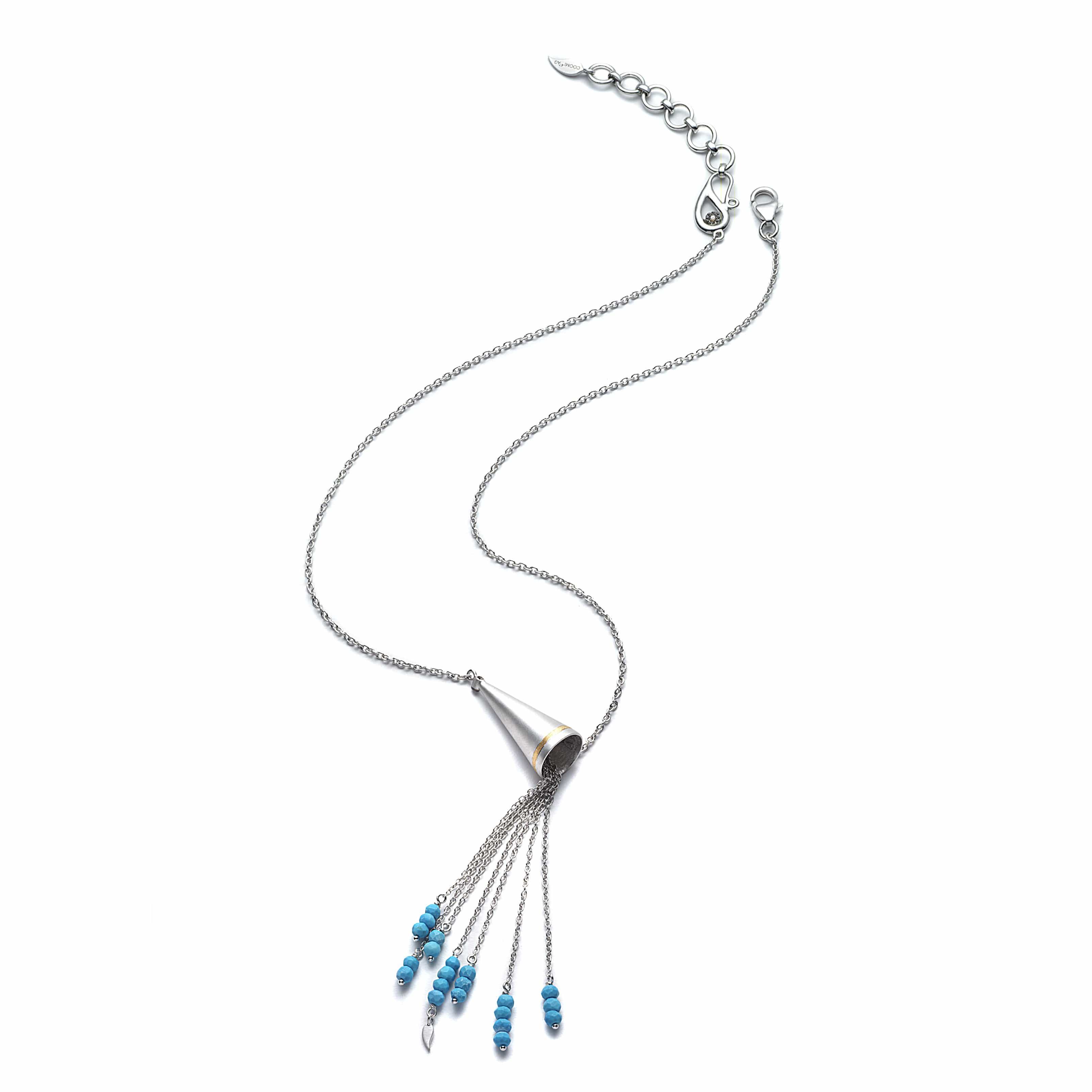 Vitality 20K Silver Necklace with Cone and Turquoise Tassel - Coomi
