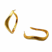 Load image into Gallery viewer, Sterling Silver Hydra Wavy Gold Plated Hoops - Coomi
