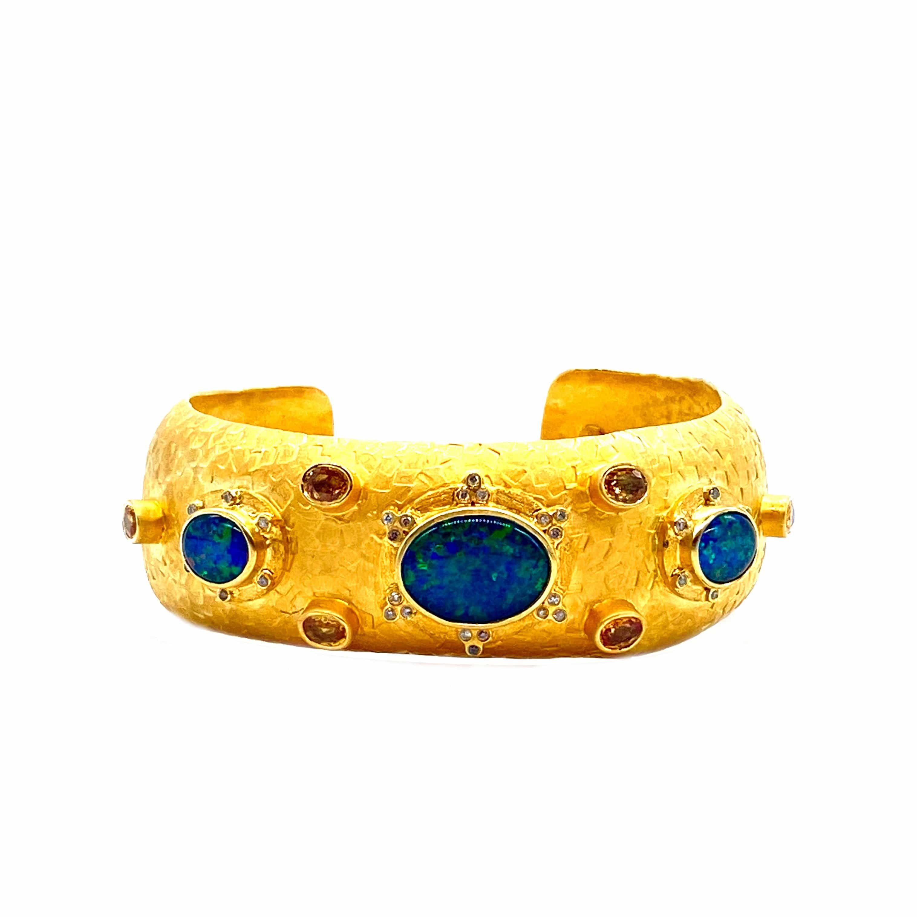 Sterling Silver with 24k Gold Plating Statement Opal Cuff - Coomi