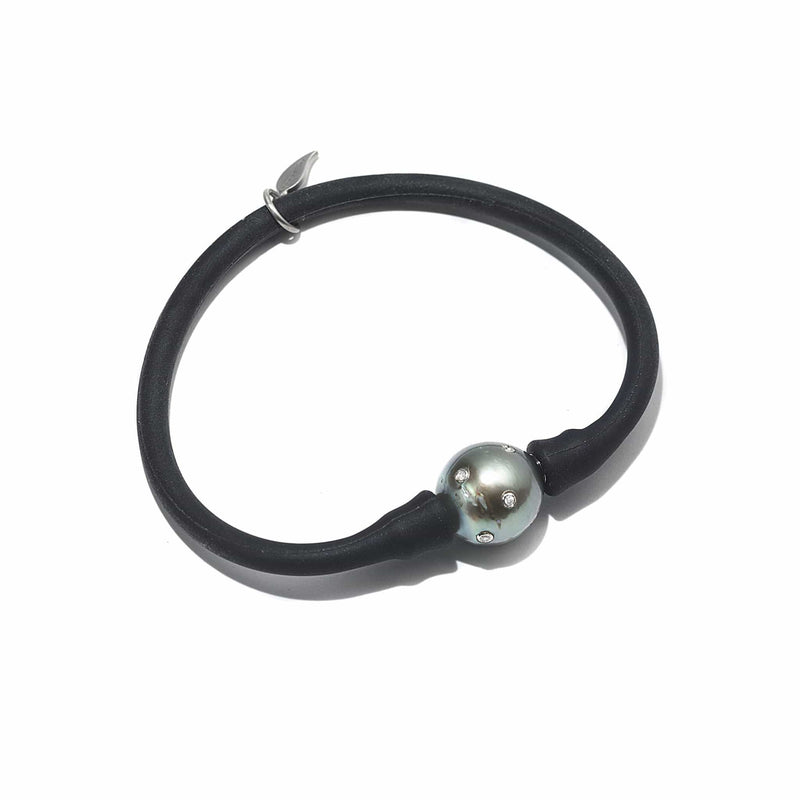 Affinity Gray Pearl and Diamond Sterling Silver Bracelet