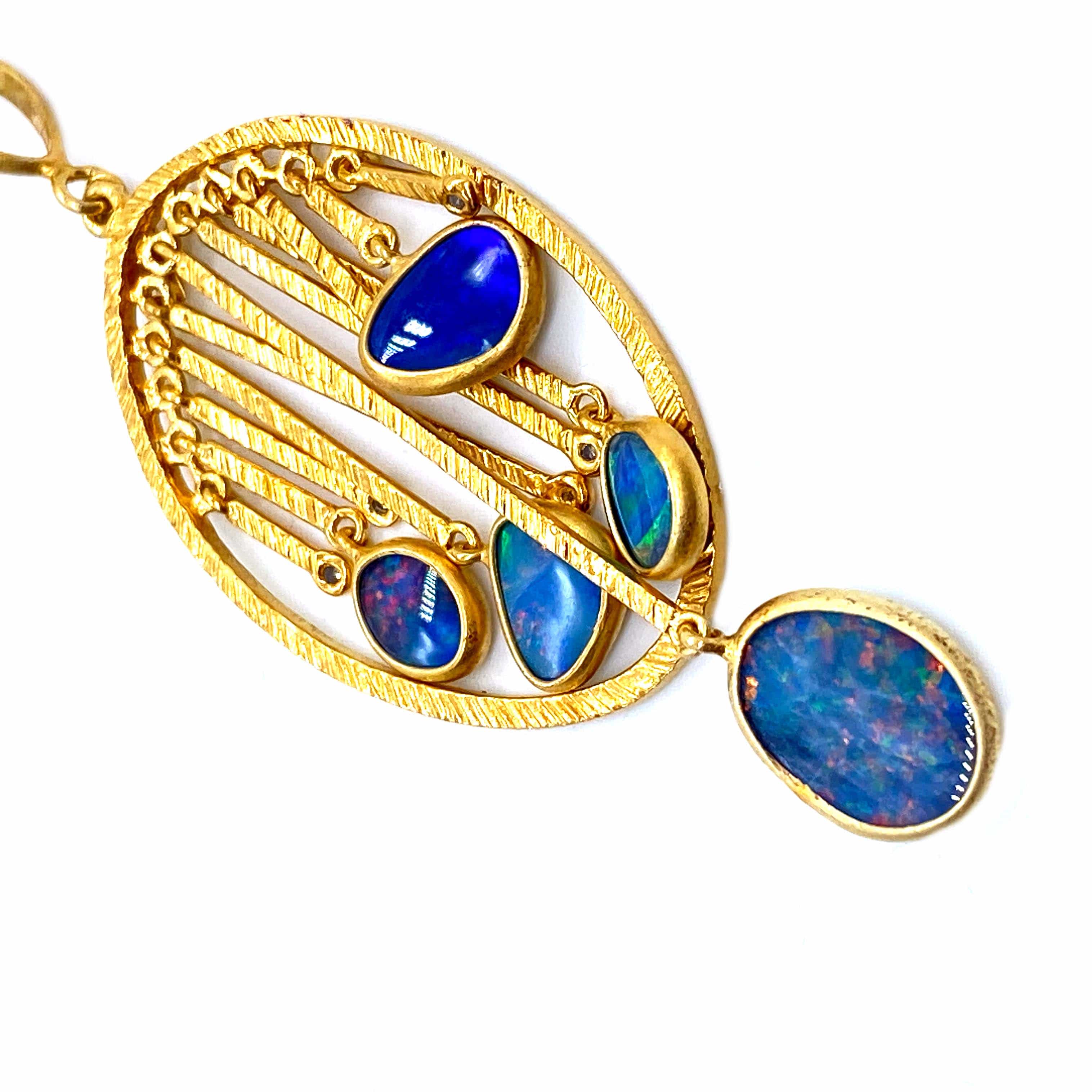 Sterling Silver with Gold Plating Australian Opal Pendant - Coomi