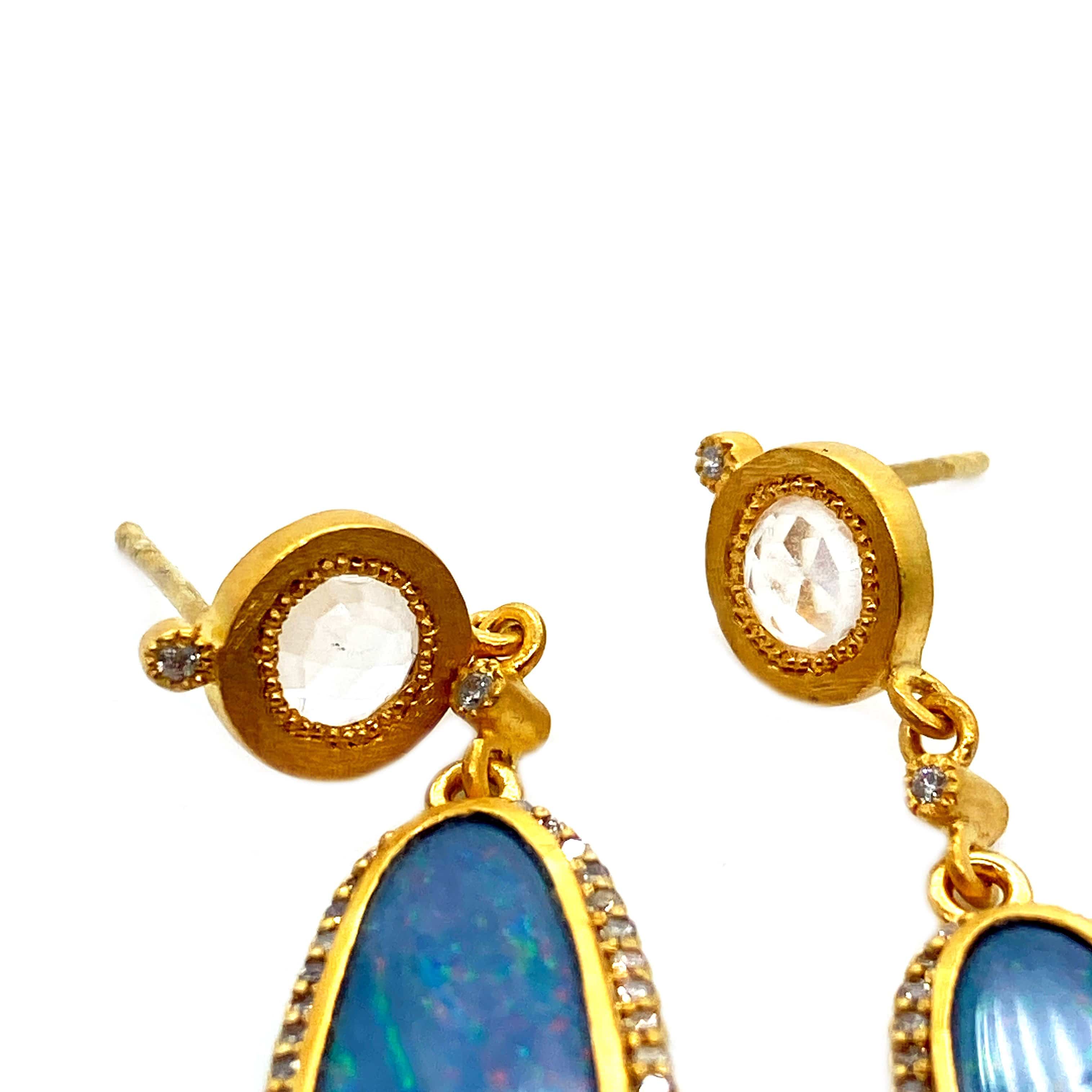 Sterling Silver 18K Gold Plated Drop Opal Earrings - Coomi