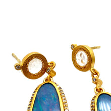 Load image into Gallery viewer, Sterling Silver 18K Gold Plated Drop Opal Earrings - Coomi
