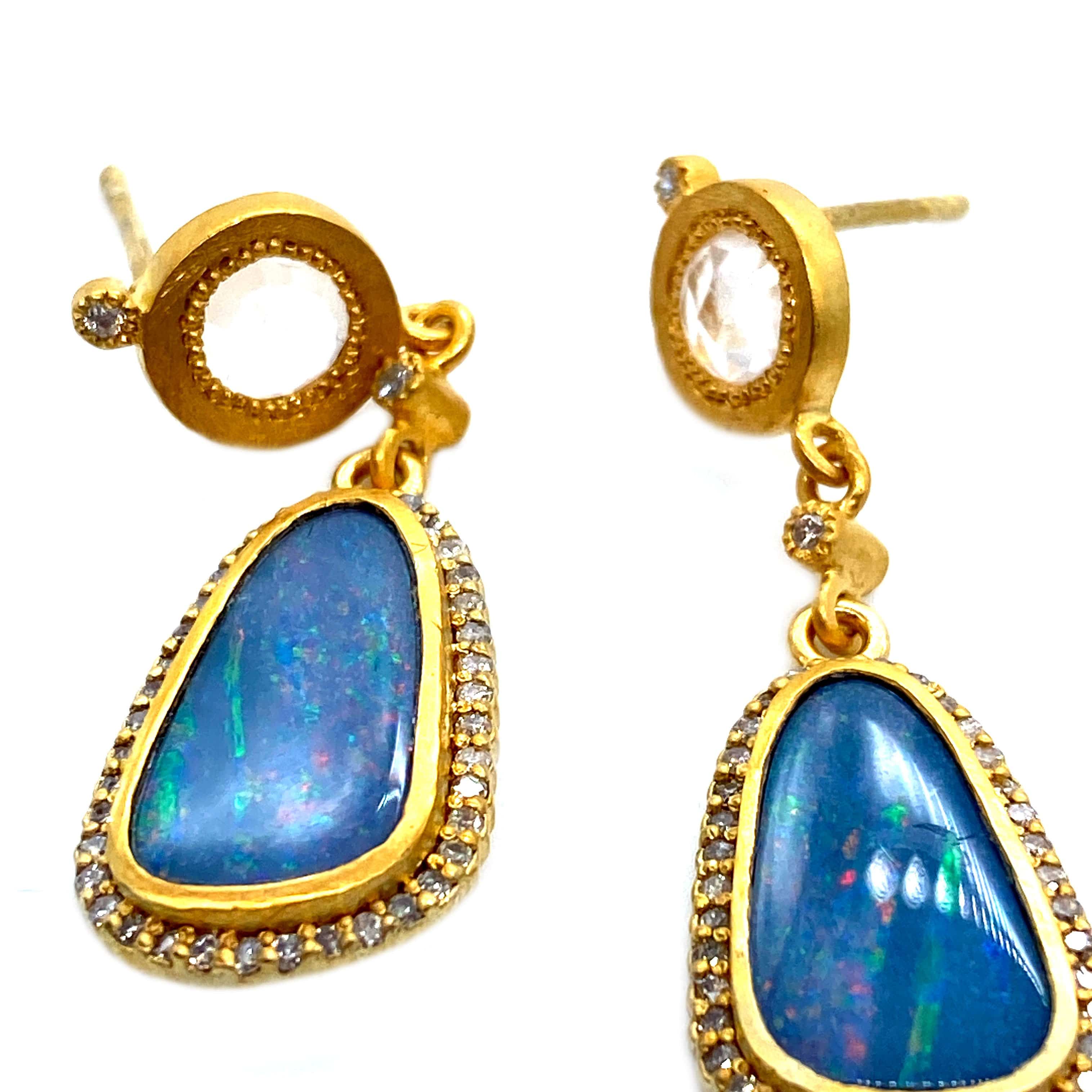Sterling Silver 18K Gold Plated Drop Opal Earrings - Coomi