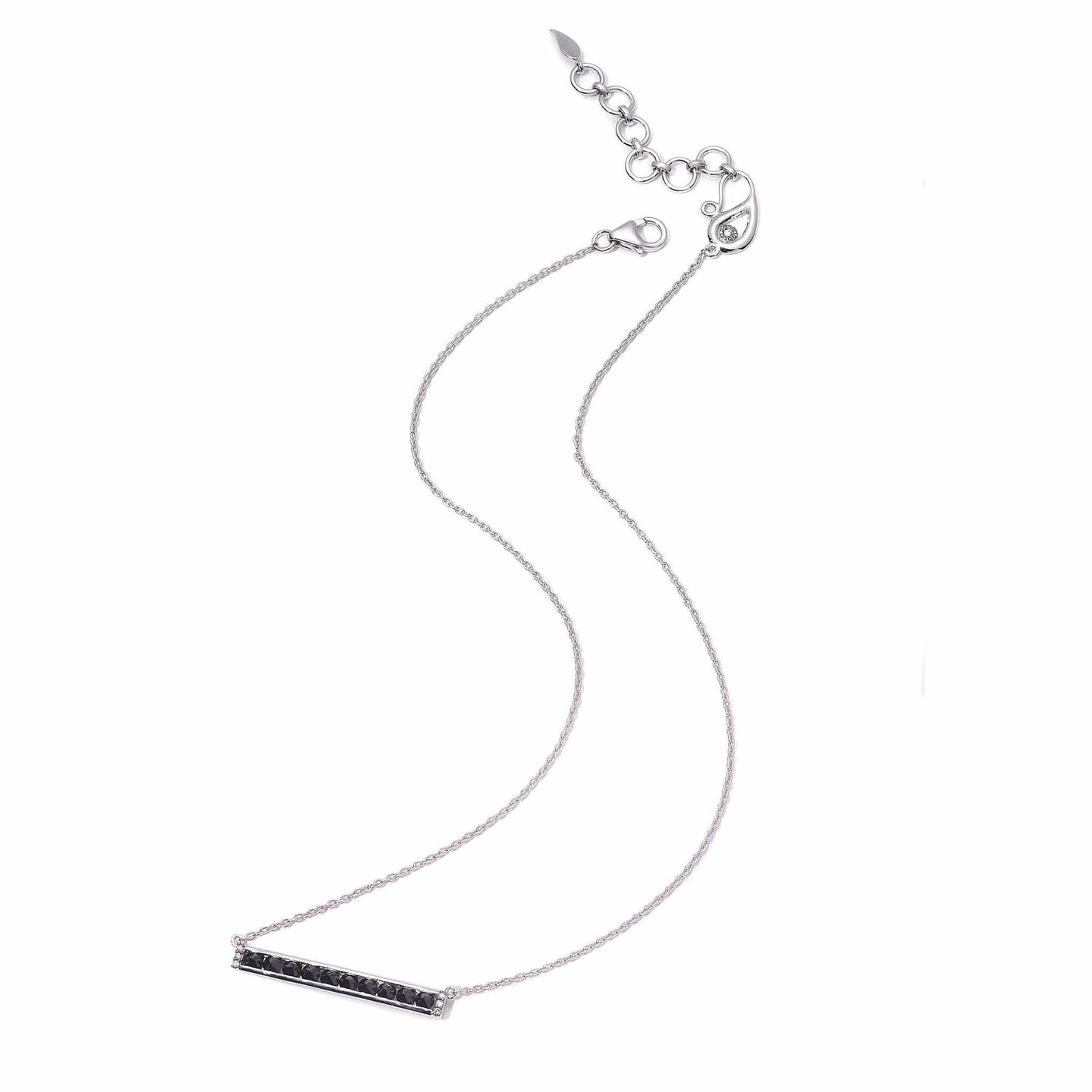 Sterling Silver Black Topaz and Diamond Bar Necklace - Coomi