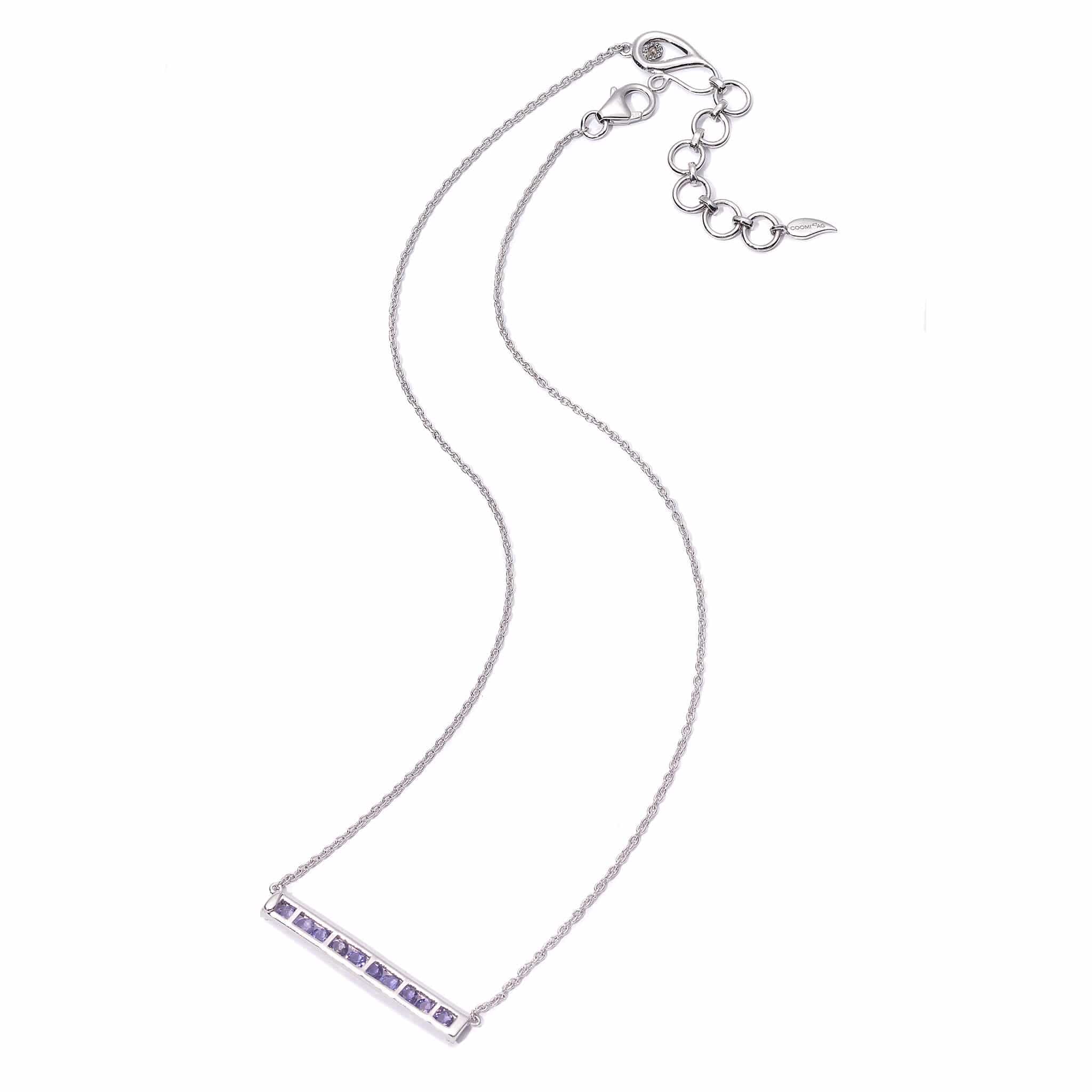 Sterling Silver Iolite and Diamond Bar Necklace - Coomi