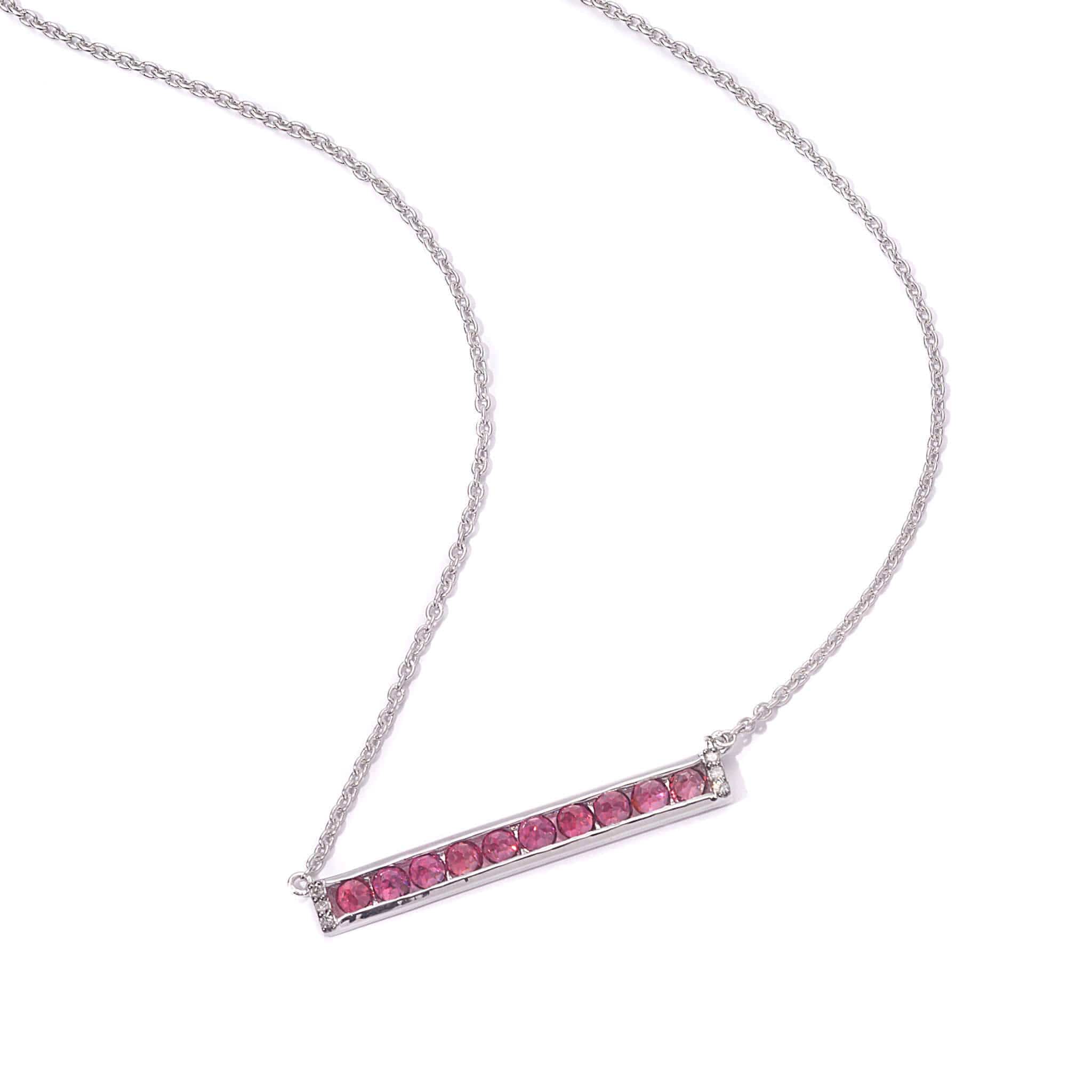 Sterling Silver Rhodolite and Diamond Bar Necklace - Coomi