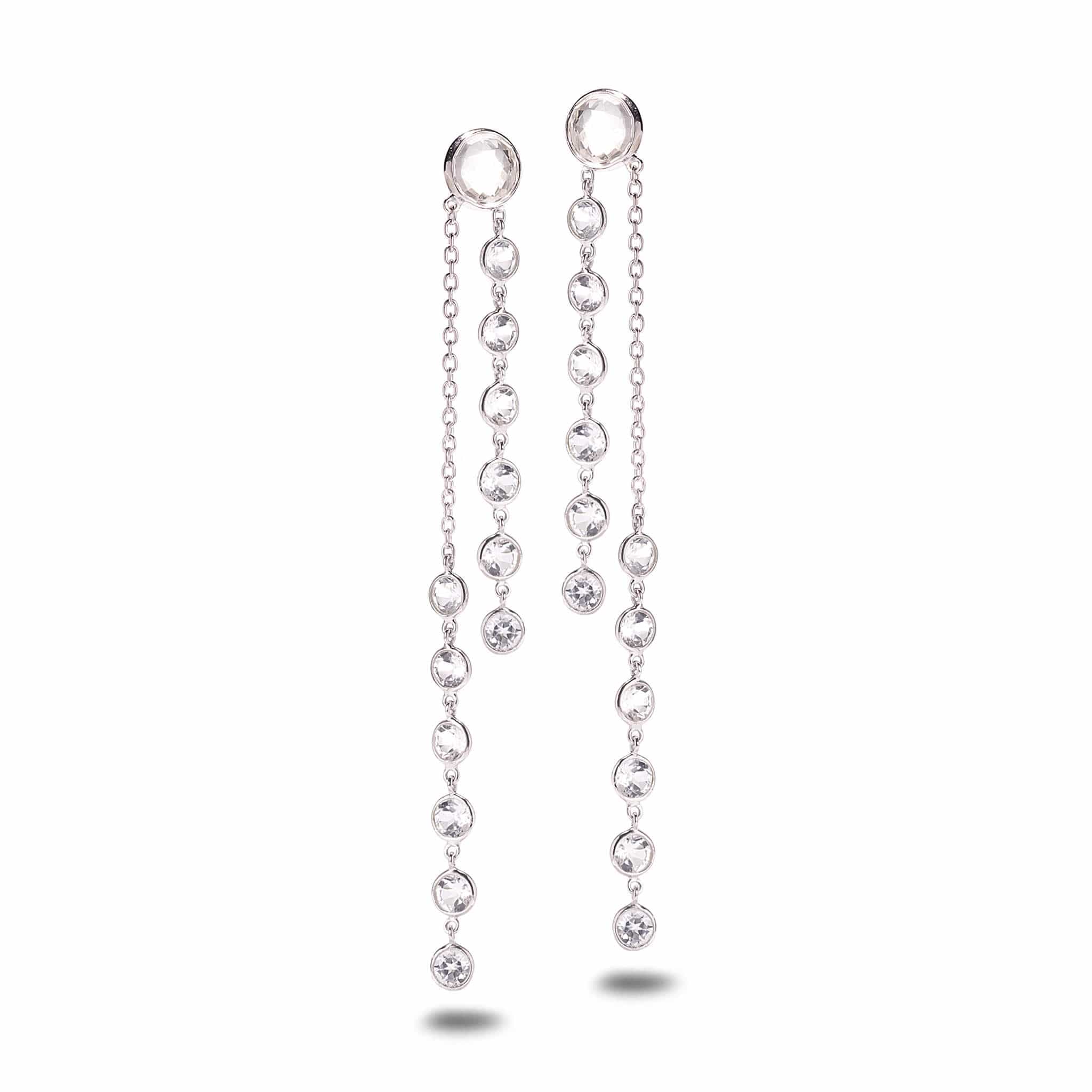 Sterling Silver White Topaz and Crystal Duster Earrings - Coomi