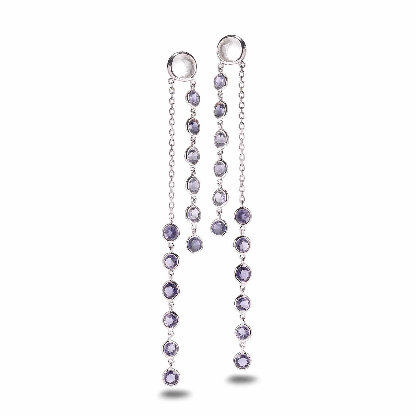 Sterling Silver Iolite and Crystal Duster Earrings - Coomi
