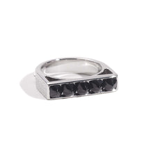 Load image into Gallery viewer, Sterling Silver Black Spinel Bar Ring - Coomi
