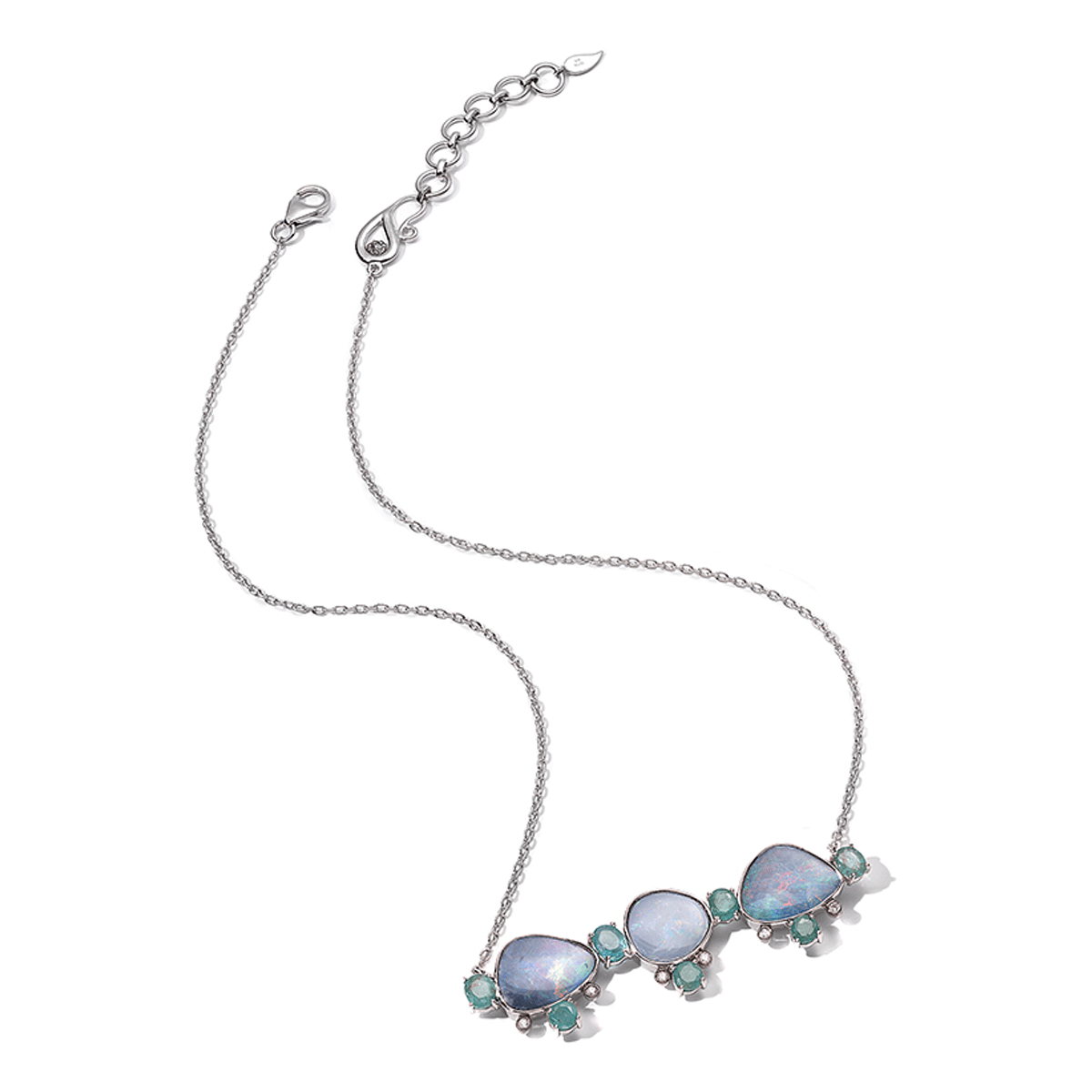 Affinity Sterling Silver Necklace With Opals, Emerald, and Diamonds - Coomi
