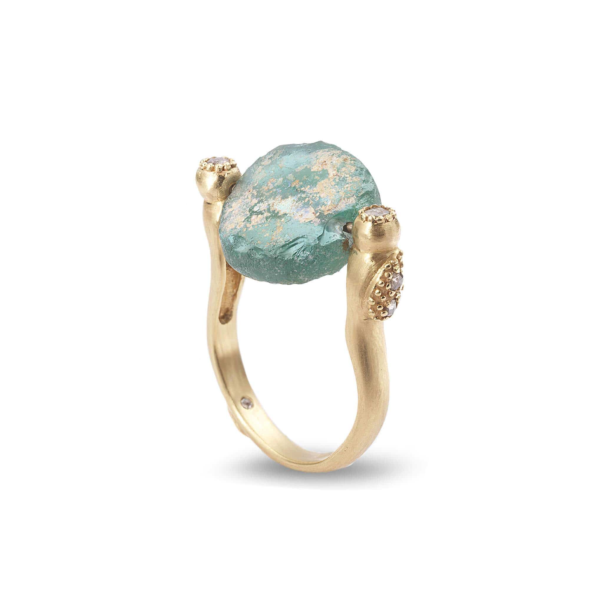 20K Ancient Roman Glass Swivel Ring