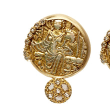 Load image into Gallery viewer, Kushan Coin Stud Earring in 20K Yellow Gold with Diamonds - Coomi
