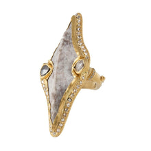 Load image into Gallery viewer, Antiquity Arrow Head Ring with Agate and Multi-color Diamonds - Coomi
