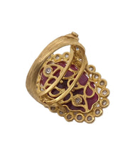 Load image into Gallery viewer, Sunshine Gold Ring with Carved Ruby and Diamonds - Coomi
