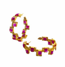 Load image into Gallery viewer, 20K Affinity Ruby Mosaic Hoop Earrings - Coomi
