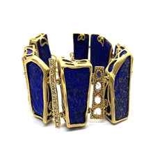 Load image into Gallery viewer, Antiquity Ladder Bracelet Set with Lapis, Alternating Gold Bars, and Diamonds - Coomi
