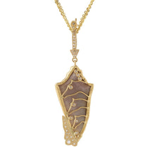 Load image into Gallery viewer, Arrowhead Pendant in 20K Yellow Gold with Agate and Rose-Cut Diamonds - Coomi

