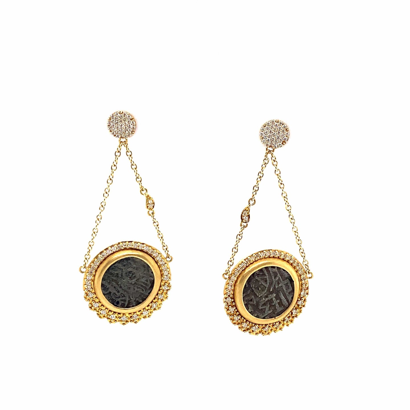 Antiquity Kushan Coin Dangle Earrings with Brilliant-Cut Diamonds - Coomi