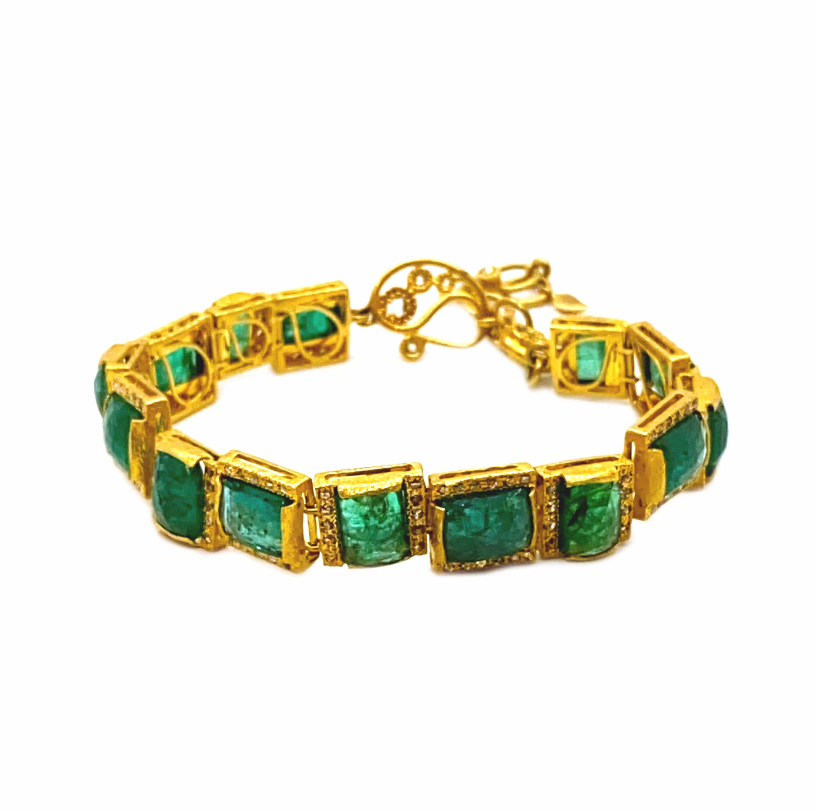 Luminosity 20k Yellow Gold Emerald Mosaic Bracelet - Coomi