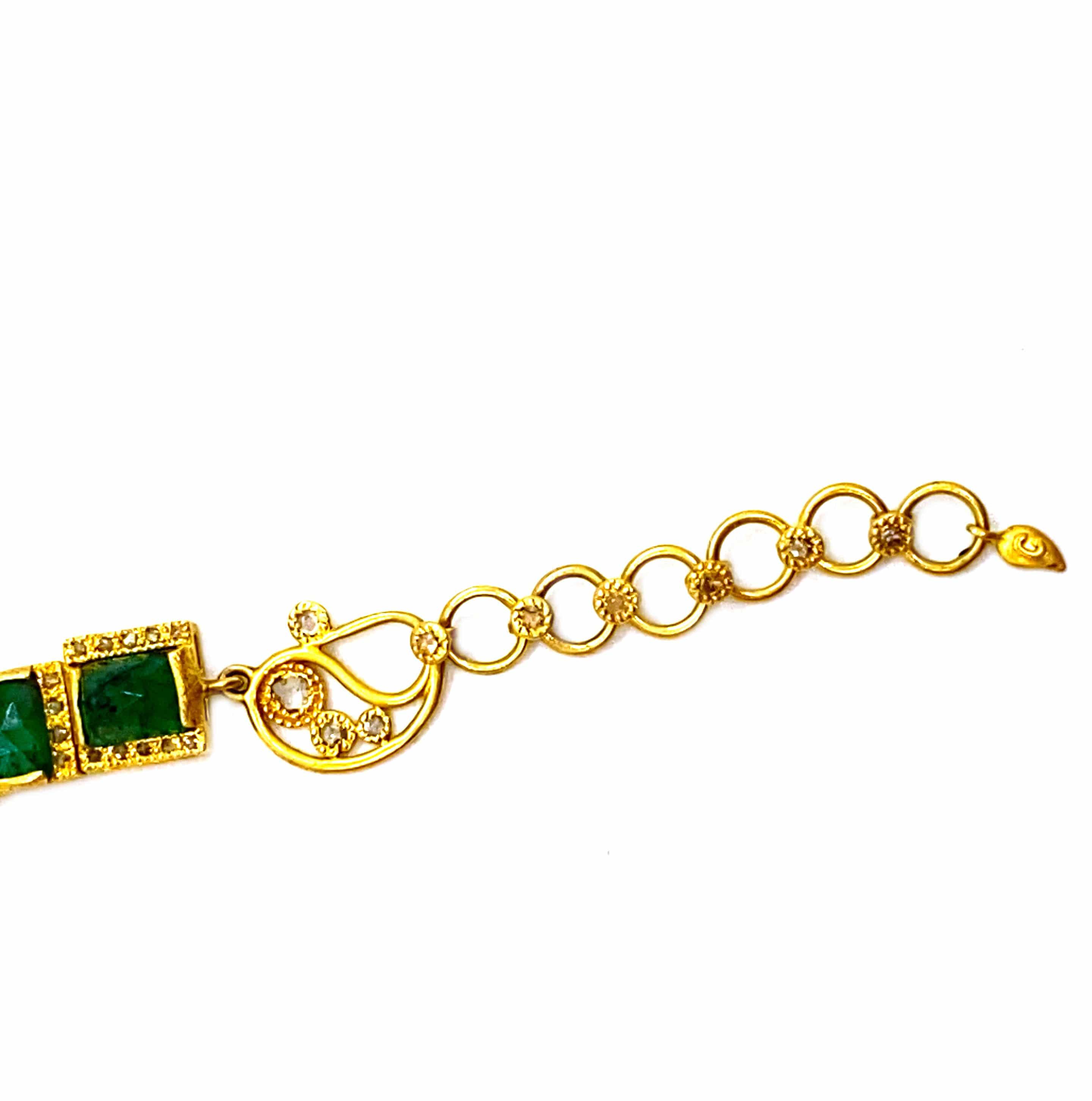 Luminosity 20k Yellow Gold Emerald Mosaic Bracelet - Coomi